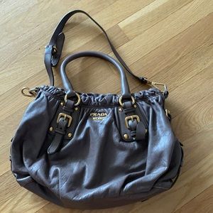 Grey Prada Leather Bag